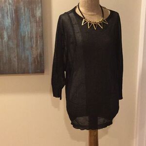 Vince sparkle sweater tunic top lurex black Small